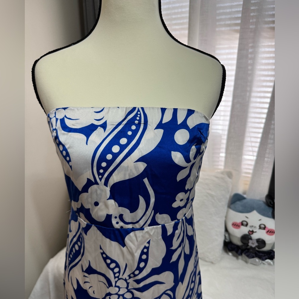 Paper Heart Strapless Blue Floral Maxi Dress | Size S - Picture 2 of 6